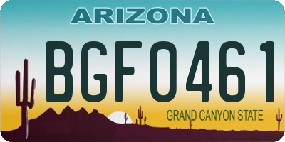 AZ license plate BGF0461