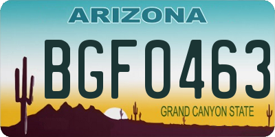 AZ license plate BGF0463