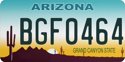 AZ license plate BGF0464