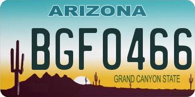 AZ license plate BGF0466