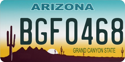 AZ license plate BGF0468
