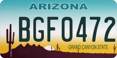 AZ license plate BGF0472