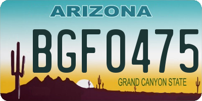 AZ license plate BGF0475