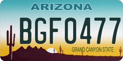 AZ license plate BGF0477