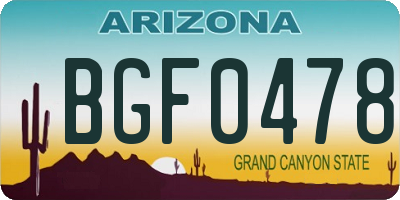 AZ license plate BGF0478