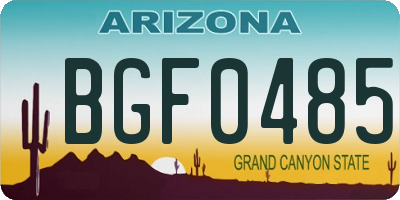 AZ license plate BGF0485