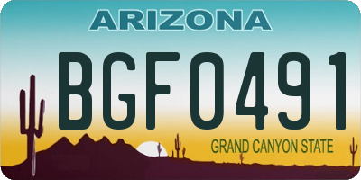AZ license plate BGF0491