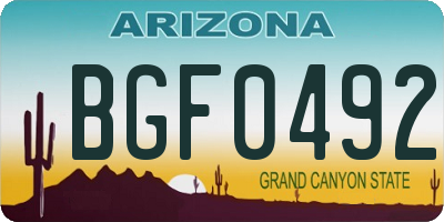AZ license plate BGF0492