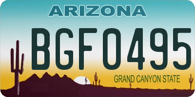 AZ license plate BGF0495