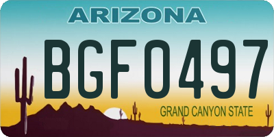 AZ license plate BGF0497