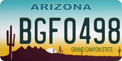 AZ license plate BGF0498