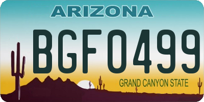 AZ license plate BGF0499