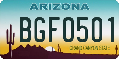 AZ license plate BGF0501