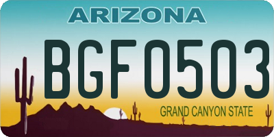 AZ license plate BGF0503