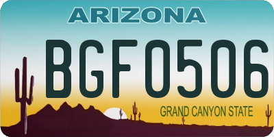 AZ license plate BGF0506