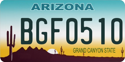 AZ license plate BGF0510
