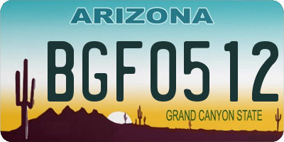 AZ license plate BGF0512