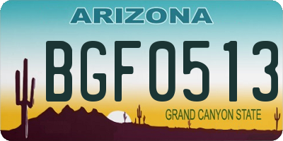 AZ license plate BGF0513