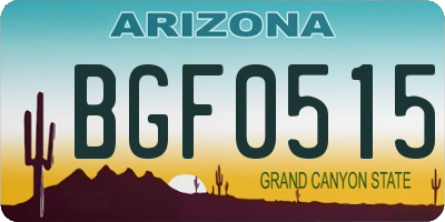 AZ license plate BGF0515
