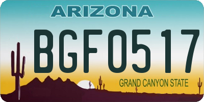 AZ license plate BGF0517