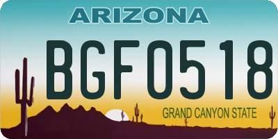 AZ license plate BGF0518