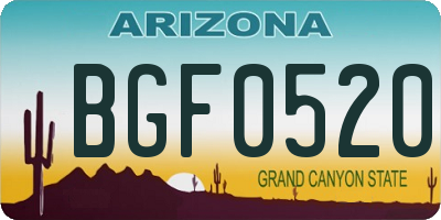 AZ license plate BGF0520