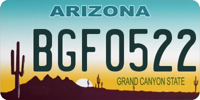 AZ license plate BGF0522