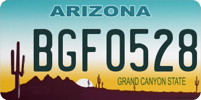 AZ license plate BGF0528