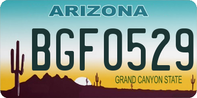 AZ license plate BGF0529