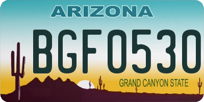 AZ license plate BGF0530