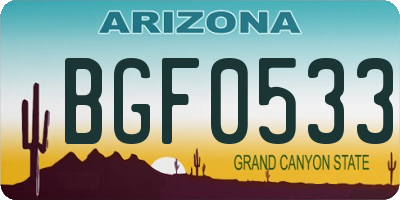 AZ license plate BGF0533
