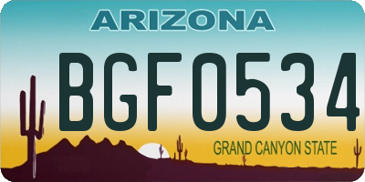 AZ license plate BGF0534