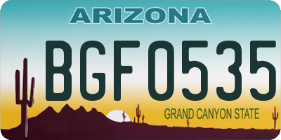 AZ license plate BGF0535