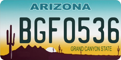 AZ license plate BGF0536