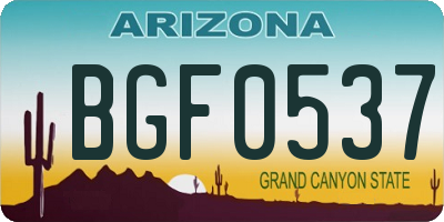 AZ license plate BGF0537