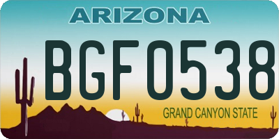 AZ license plate BGF0538