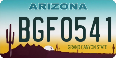 AZ license plate BGF0541