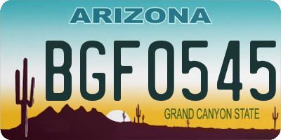 AZ license plate BGF0545