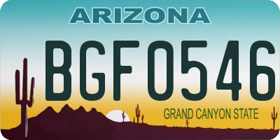 AZ license plate BGF0546