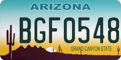 AZ license plate BGF0548