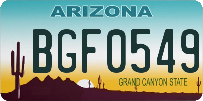AZ license plate BGF0549