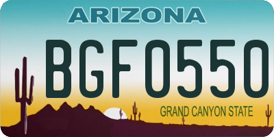 AZ license plate BGF0550