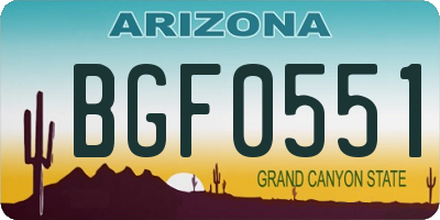 AZ license plate BGF0551