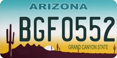 AZ license plate BGF0552