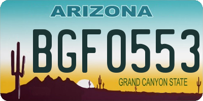 AZ license plate BGF0553
