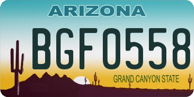 AZ license plate BGF0558