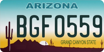 AZ license plate BGF0559