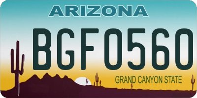 AZ license plate BGF0560