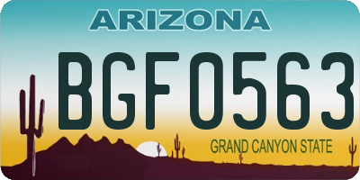 AZ license plate BGF0563