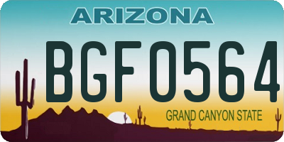 AZ license plate BGF0564